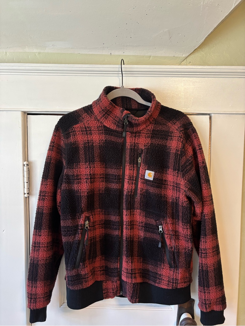Carhartt Red and Black Plaid Teddy Jacket